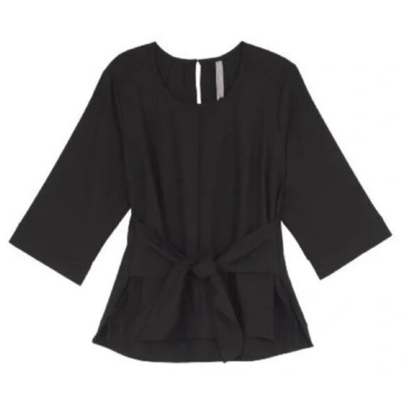 Melissa McCarthy Seven7 Black 3/4 Sleeve Womens Top Waist Tie Belt size 1X plus - Picture 6 of 6